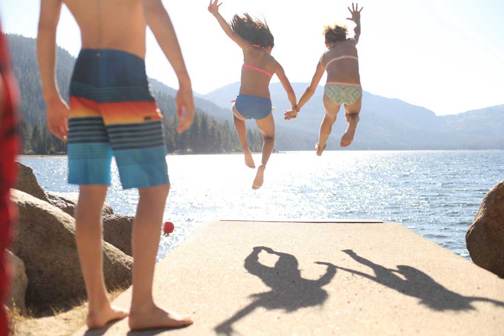 Kids Enjoying Lake Tahoe on a summer day.